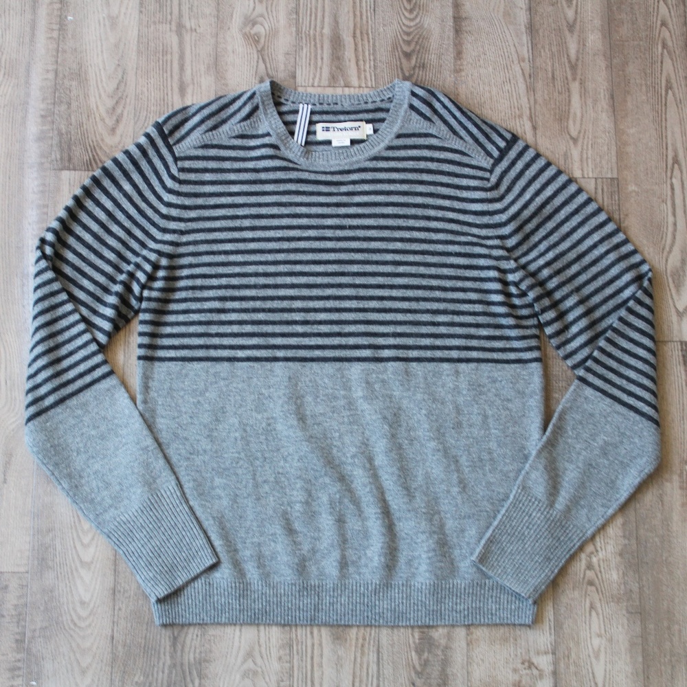 Tretorn Klader Men's Medium M Sweater Gray Stripe - Picture 1 of 4